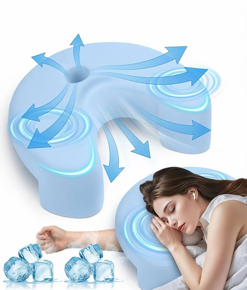 HPMY Side Sleeping Pillow with Arm Hole, Ergonomic C-Shaped Pregnancy Pillow for Side Sleepers, Full Body Support Cushion for Better Sleep & Comfort - Blue - Image 1